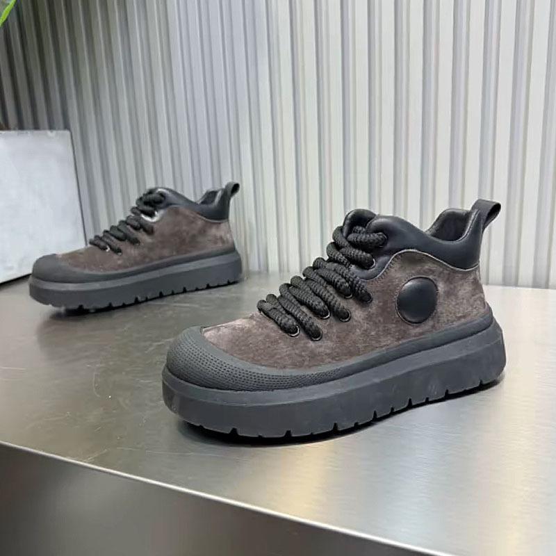Autumn and winter new leather high-top casual shoes single-lining shoes thick-soled heightening Martin short boots
