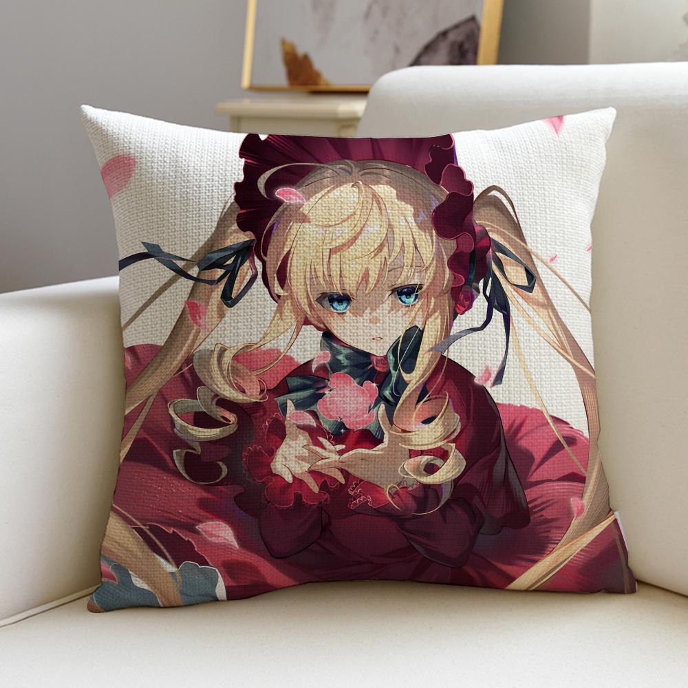 Anime RRozen MaidenS Cushion Cover Breathable and Skinfriendly Linen Pillowcase Square Removable and Washable Cushion