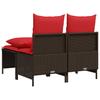 4 Piece Garden Sofa Set with Cushions Brown Poly Rattan