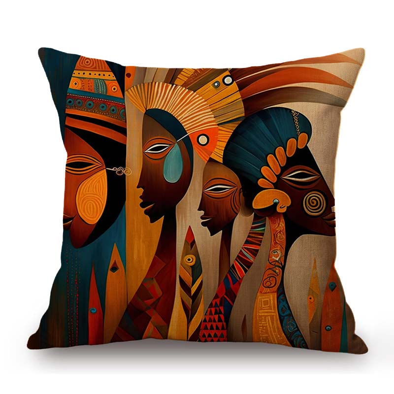 Abstract Oil Painting African Girl Lady Ethnic Decoration Sofa Throw Pillow Case Cotton Linen Cushion Cover