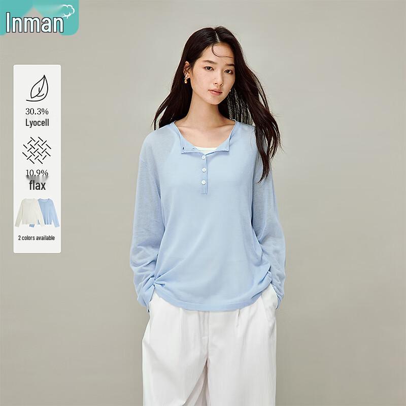 

INMAN Women s Lyocell Linen Relaxed Knit Top M