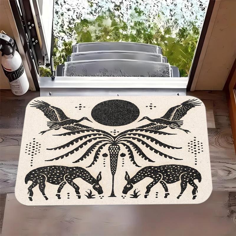 

Ancient Greece Murals Mysterious Vintage Pattern Door Mat Black Beige Carpet Non-slip Floor Mat for Home Decoration 40cm x 60cm