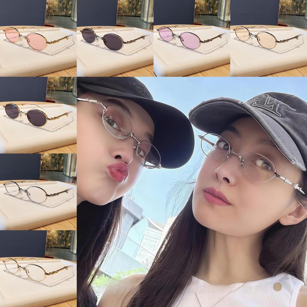 Fashion Oval Frame Sun Protection Glasses With Uv400 For Casual Women