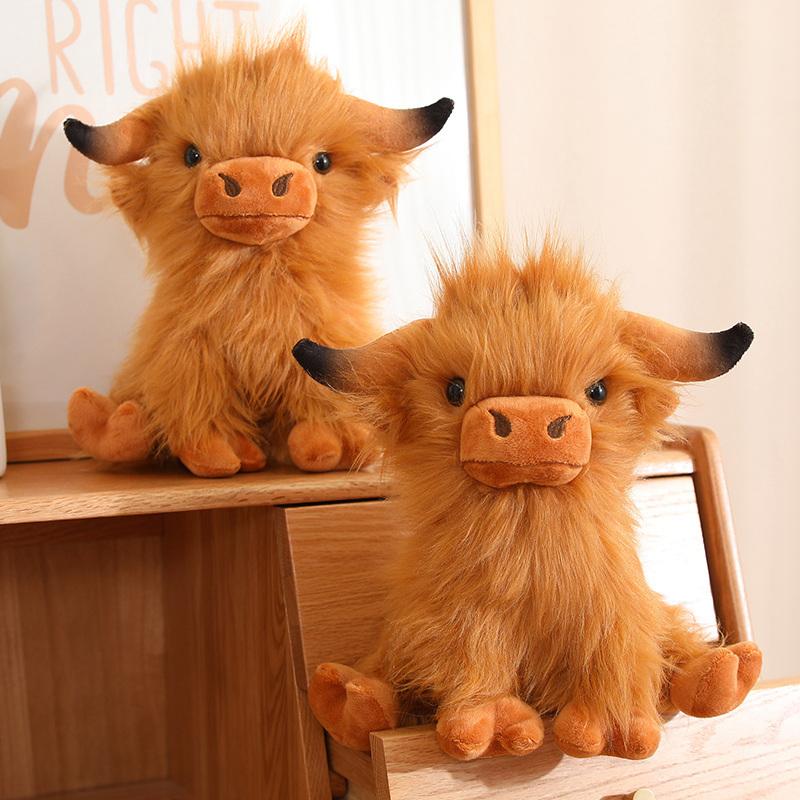 27cm Kawaii Simulation Hochlandrind Plüschtiere Tier Kuh Stofftier Wildyak Plüschpuppe Geburtstagsgeschenk Für Kinder Bison Dekoration