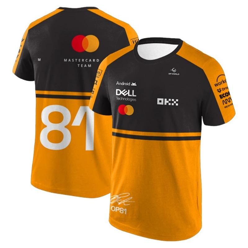 T-shirt Sportiva da Uomo Girocollo Manica Corta Stampa Asciugatura Rapida Traspirante Assorbe il Sudore Arancione Motorsport Casual Estiva Taglia Grande