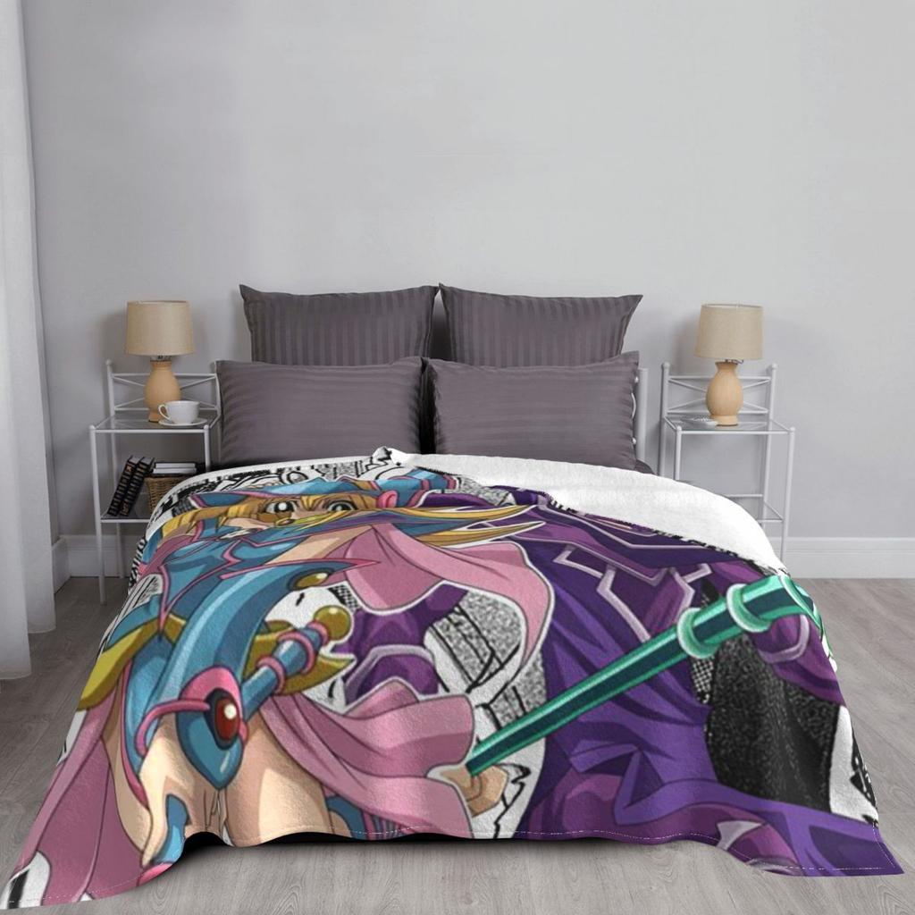 Yu Gi Oh Card Dark Magician Blankets Soft Warm Flannel Throw Blanket Bedspread for Bed Living Room Picnic Travel Home Couch