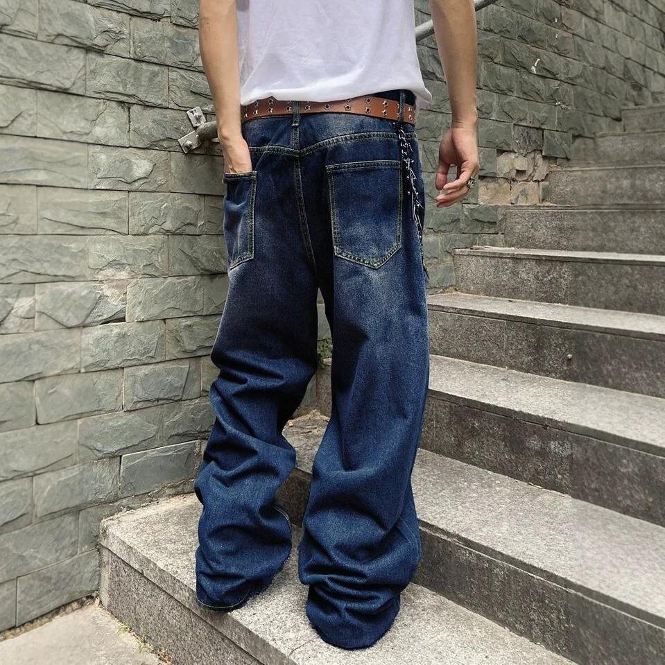 Fashion Old Retro Jeans Men's Autumn New Loose and Thin High-waisted Niche Wide-leg Denim Trousers