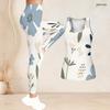 Women Plus Size Floral Printed Two Piece Set Scoop Neck Sleeveless Longline Tank Top Fitted Pants