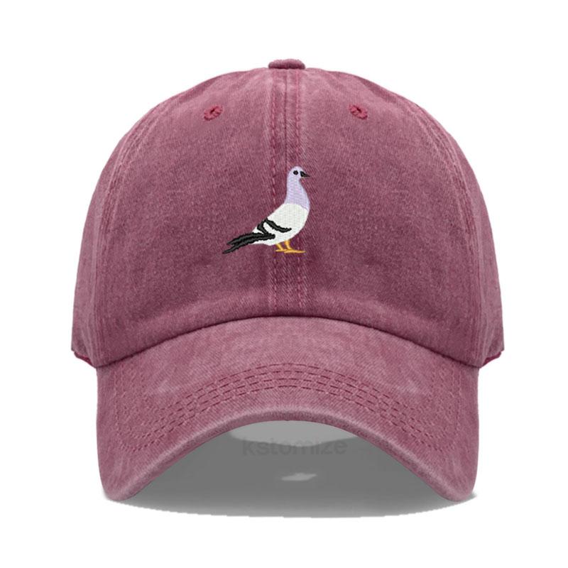 

Pigeon Embroidery Baseball Cap For Women Men Fashion Adjustable Soft Washed Cotton Dad Hat Unisex Classic Golf Caps