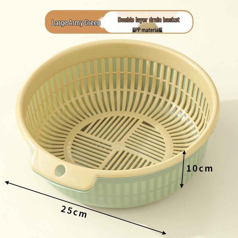 Dual-Layer Kitchen Storage Basket: Drainable, Multi-Purpose for Fruits & Vegetables