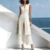 1116 European and American women's clothing Elegant gray long vest and pants two-piece suit