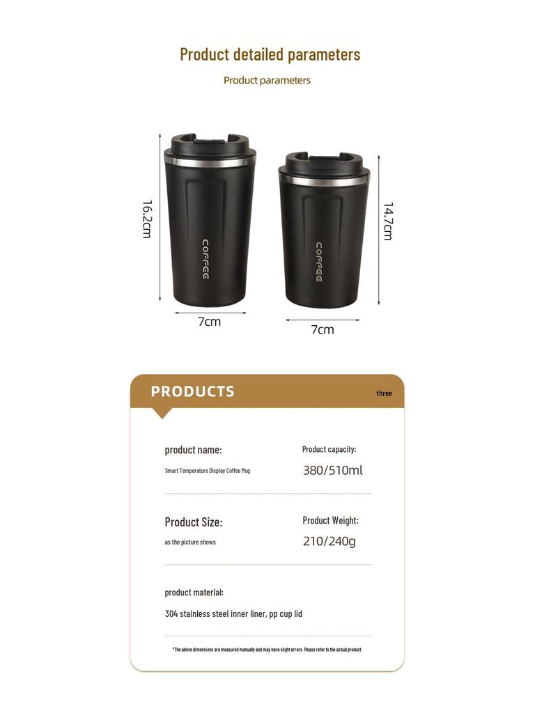Tazza da Caffè Termica in Acciaio Inossidabile con Display Intelligente - Portatile per Esterni e Pronta per Essere Regalata