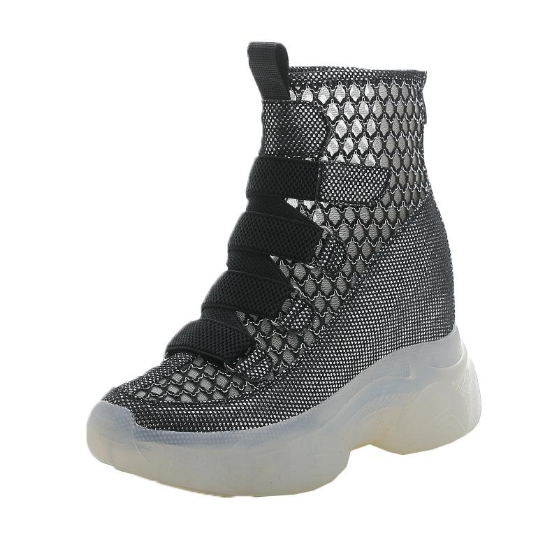 Thick Soled Short Boots, Children's New Breathable Thin Style, Inner Height Increasing Shoes, Mesh Boots, Hollowed Out Cool Boots