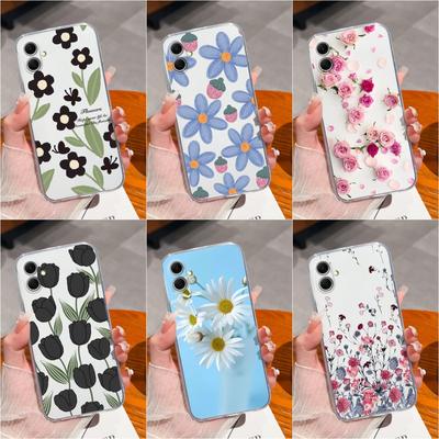 Hüllen für Samsung Xcover 7 S24 Ultra Plus S23 FE A55 A15 A05S M34 Hübsche Blumen-Telefontaschen Weiche Silikon-Displayschutzhülle für Galaxy Capas