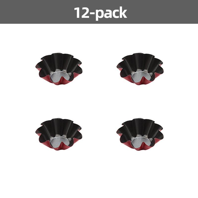 Leeseph 12-Pack Tart Mold Cupcake Cake Muffin Mold Tin Pan Baking Tool Carbon Steel