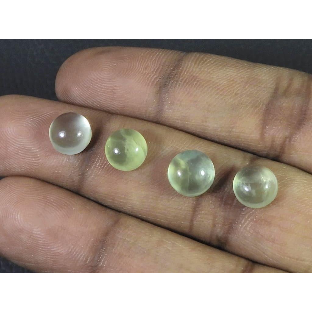 11Cts. Natural Prehnite Round Shape Cabochon Loose Gemstone 4Pcs Lot 8X8MM C-1794