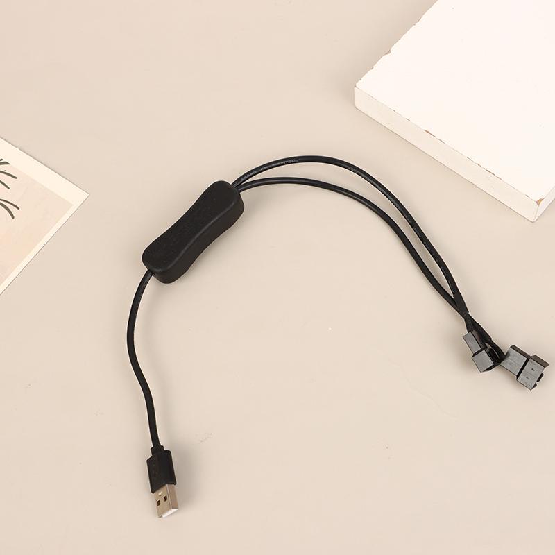 1Pc 1 To 2 4 Pin Usb Cable 12V To 5V Computer Case Fan Power Supply Fan Power Switch Adapter Cable With On Off Switch