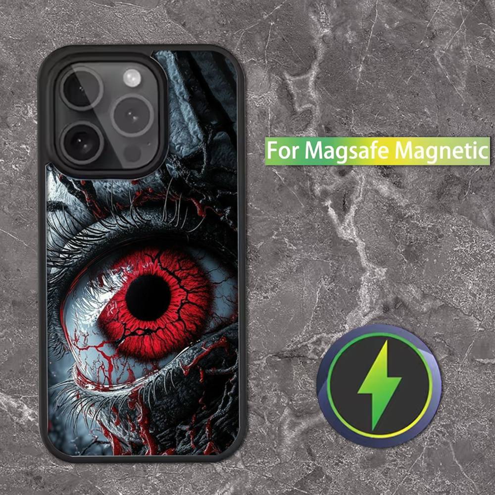 Spooky Scary Red Eye Phone Case For iPhone 17,16,15,14,13,12,11,Pro,Max,Plus,Mini,SE Magsafe Magnetic Wireless Charging
