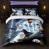 Set Biancheria da Letto Personalizzato con Nome Lionel Messi 1 Copripiumino+2 Federe Logo Calcio Regalo Personalizzato per Occasioni Speciali Decorazione Camera da Letto