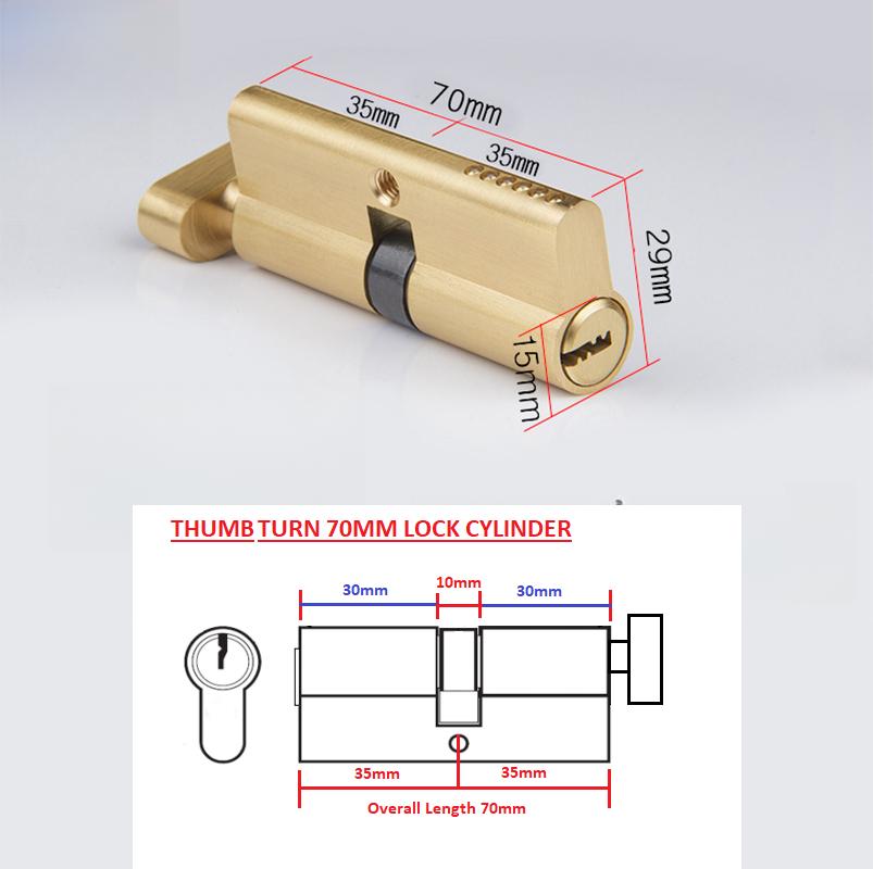 70 Lock Cylinder With 3 Keys Wooden Door Lock Cylinder Anti-Theft Entrance Alloy Door Lock Indoor Door Lock Lengthened Core
