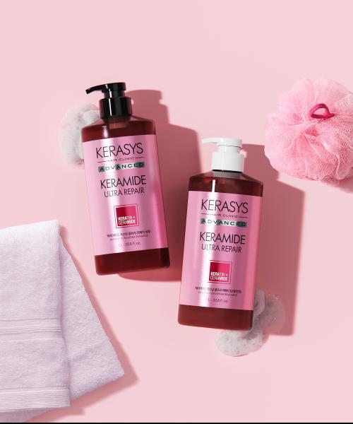 Keramide Extreme Damage Ultra Shampoo + Treatment 1L + Additional Gift Set (180ML Shampoo)
