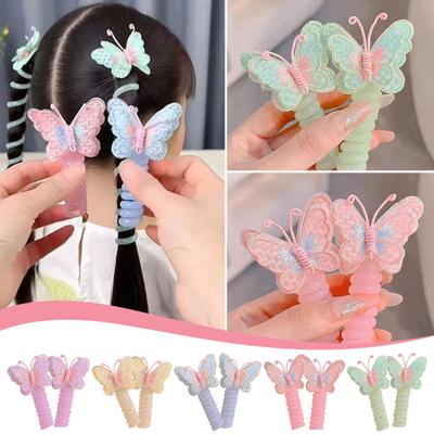Bandeau pour cheveux bouclés en forme de papillon avec cordon de téléphone