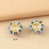 Romantische koreanische Keramik-Blumen-Strass-Ohrringe: Exquisiter Temperament Ohrschmuck & Stecker