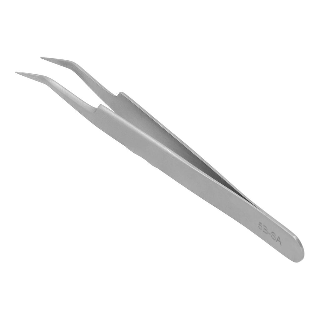 Stainless Steel Eyelash Extensions Tweezers High Accuracy Tweezers Tools for Nail Art(Curved Head 5BSA )