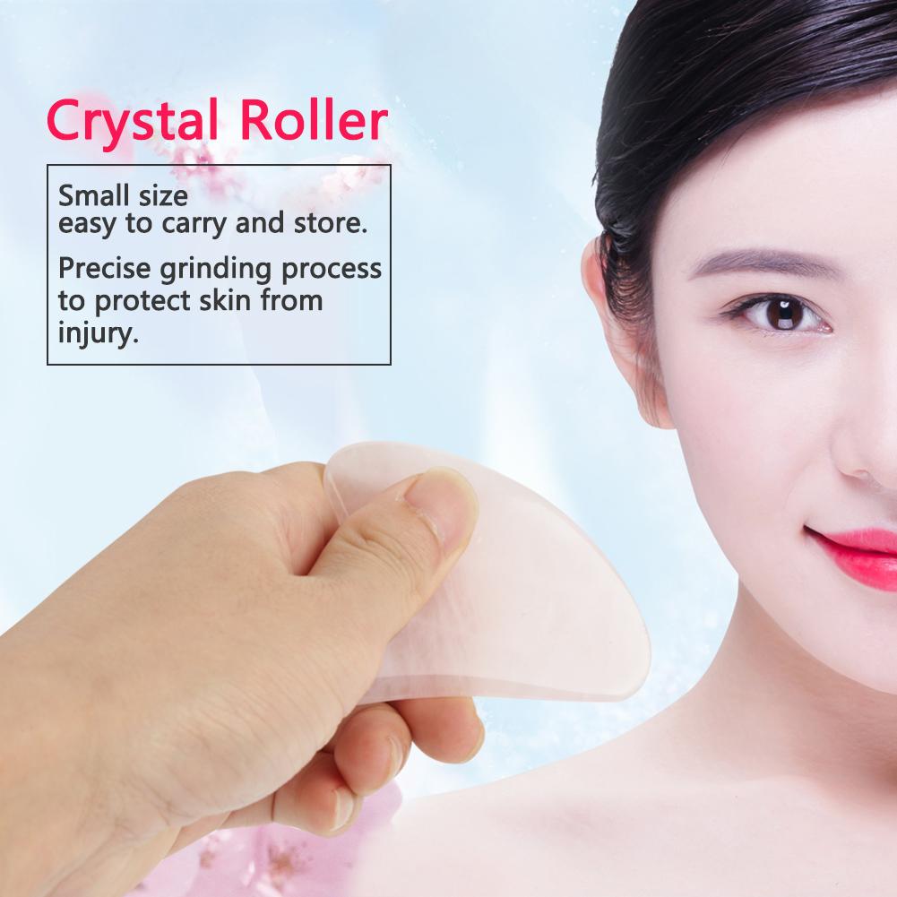 Natural Double Head Rose Quartz Jade Stone Roller & Scrapping Plate Face Massage Tool Kit