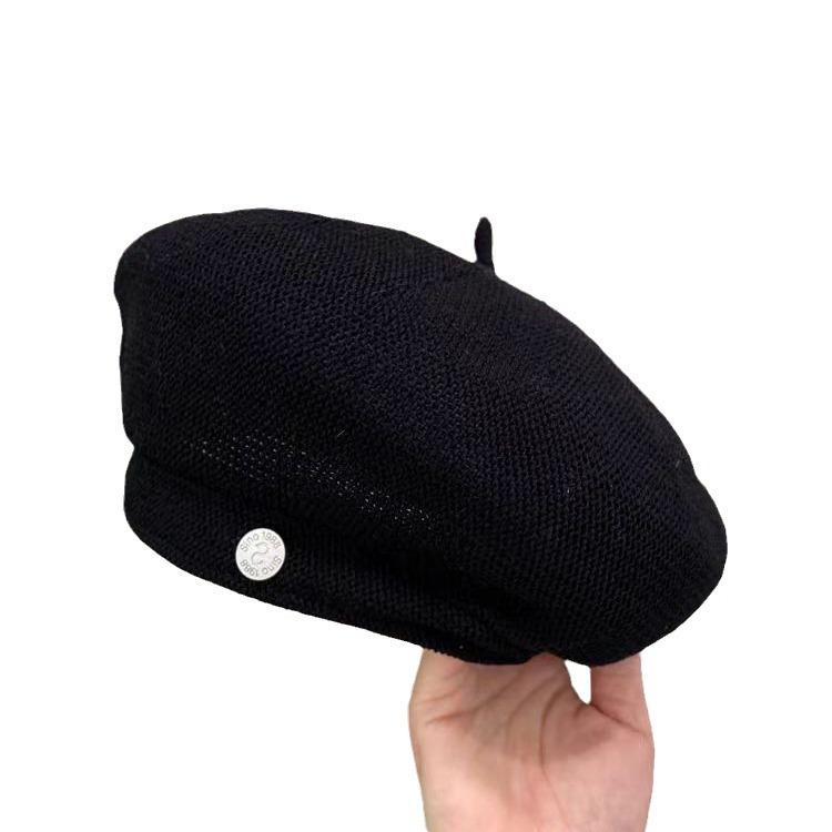 Summer Knitted Thin Beret Korean Edition Small And Versatile Painter'S Hat Trendy Casual Temperament Octagonal Hat