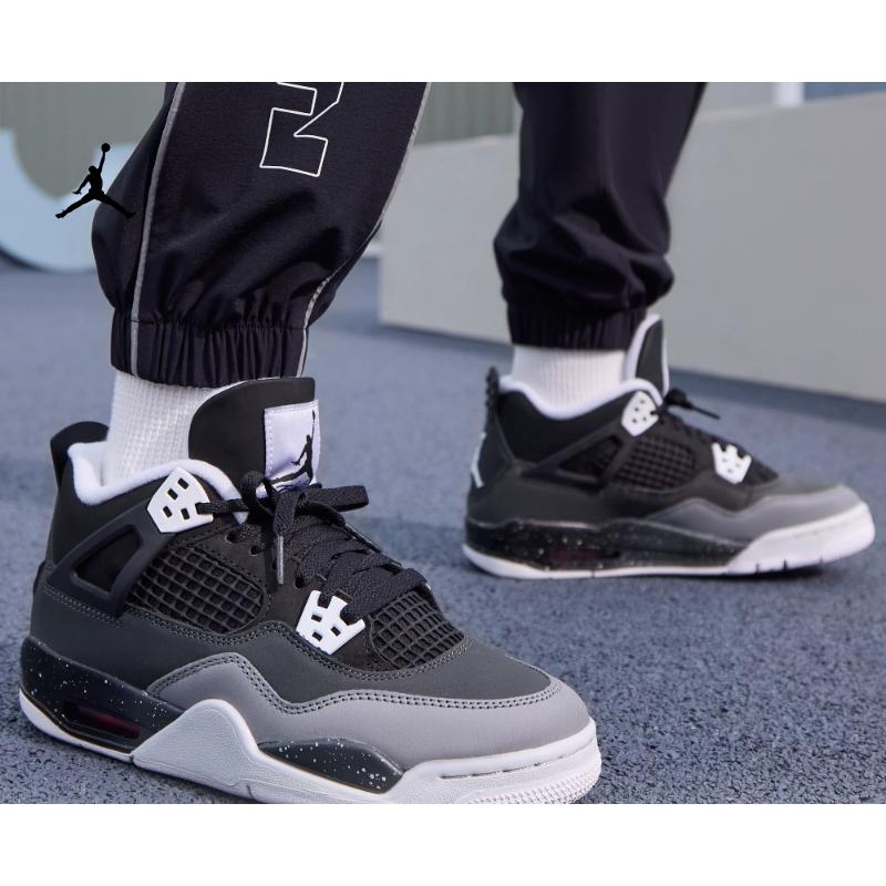 Air Jordan 4 Retro GS Fear 2024 Kinder-Sneaker Schwarz Weiß Anthrazit FQ8213-002