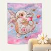 Cute Bunny Angel Tapestry  Vibrant Wall Hanging with Hearts and Clouds for Bedroom and Living Room Decor Perfect Gift