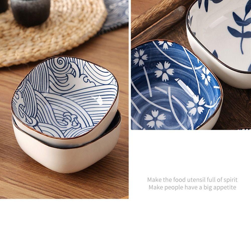 2/6Pcs Ceramic Dipping Bowls Vintage Blue Small Serving Bowls Handmade Soy Sauce Dish Sushi