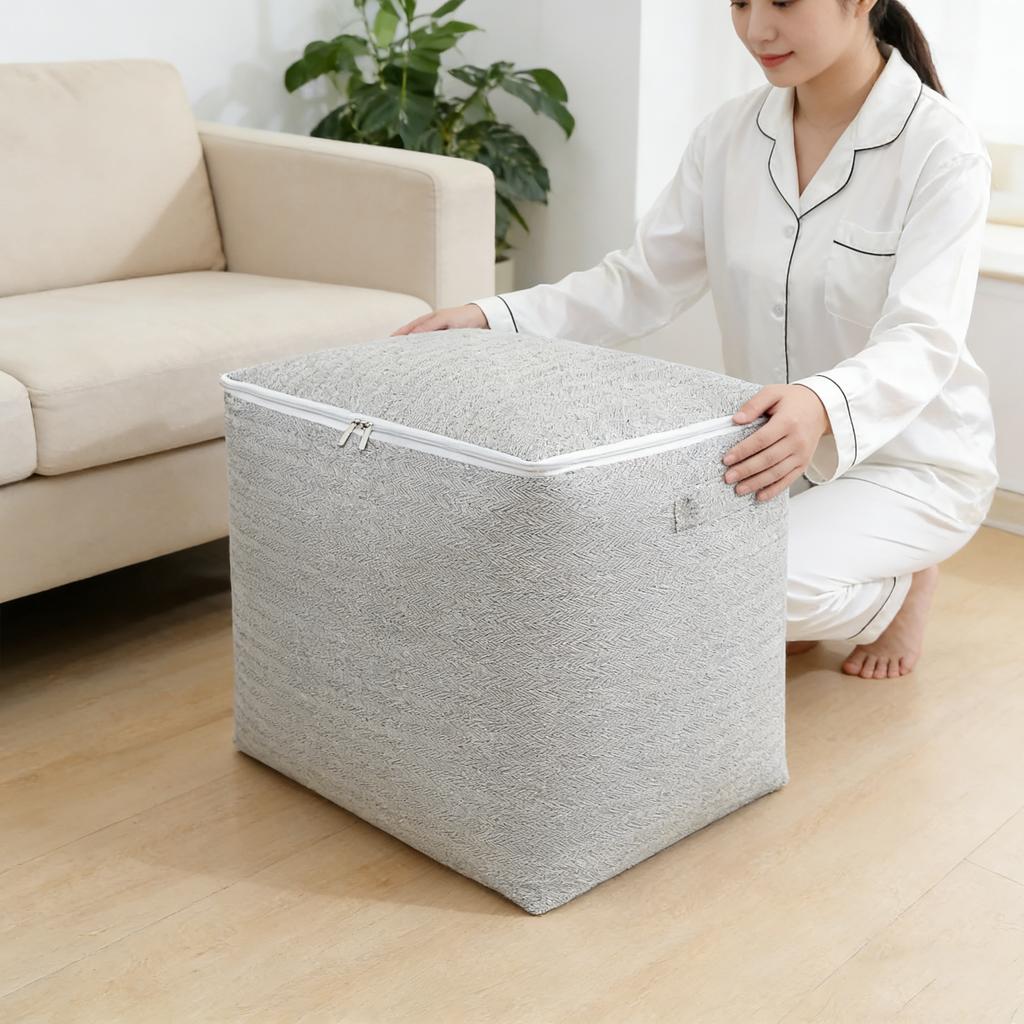 Rectangle Large Capacity Storage Bag, Multipurpose Closet Organizer for Bedding, Comforter, Blankets, Clothes and Toys