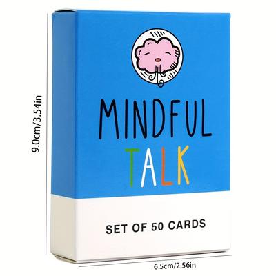 Karetní hra Mindfulness Talk, 50 ks karet, Škola mindfulness hry pro děti, 9*6,5 cm karty Mindfulness Talk pro děti a rodiče