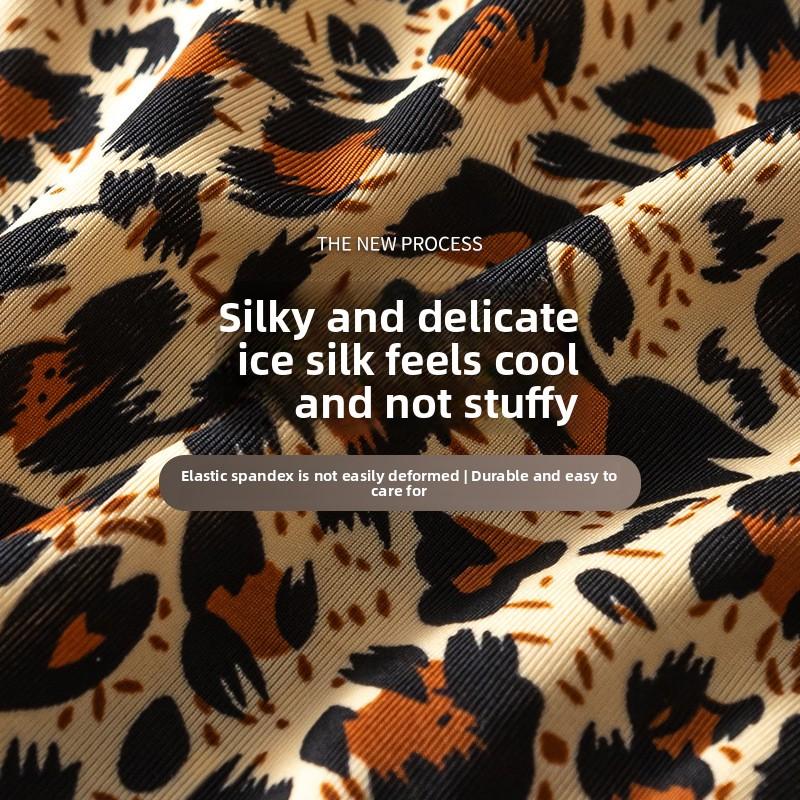 Damen Frühling und Sommer Einfache Mode Leopardenmuster Eis Seide Hoher Stretch Niedrige Taille Slips