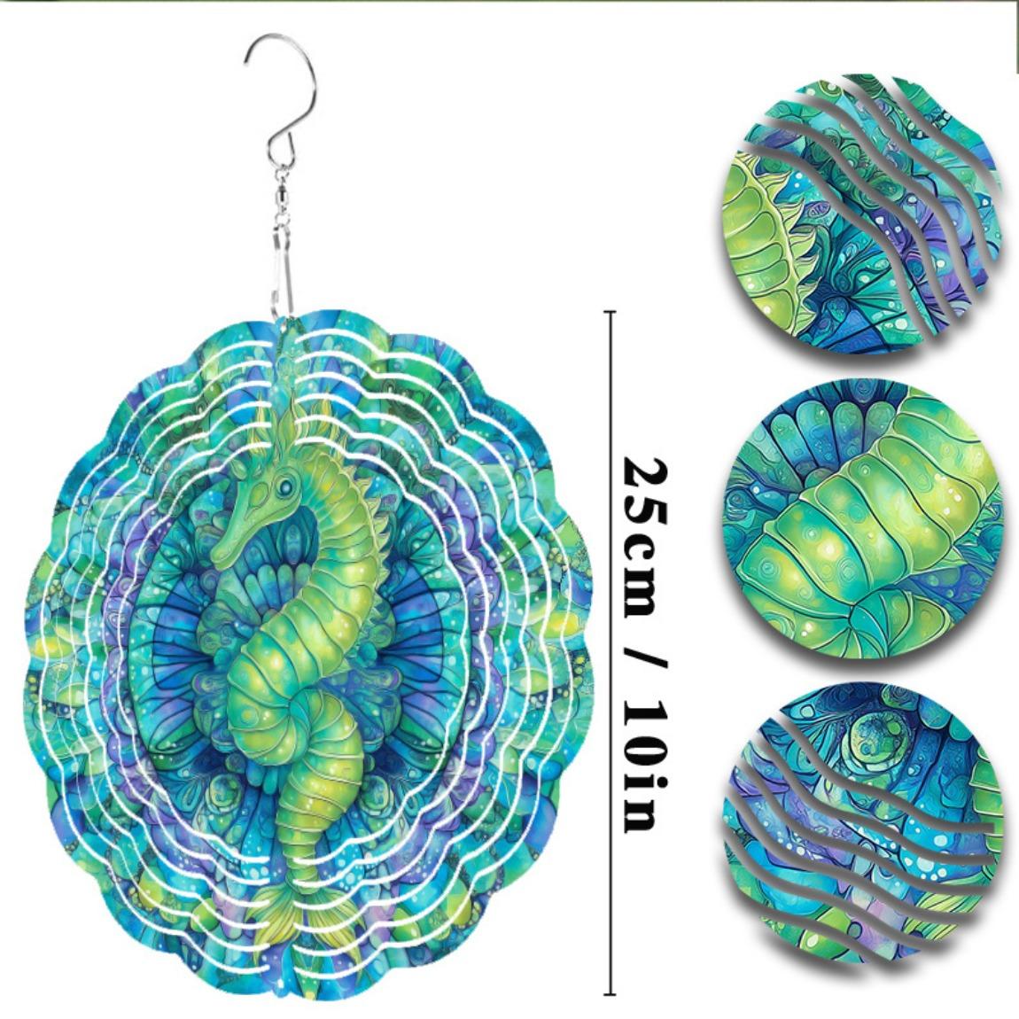 

Подвесная ветряная мельница в виде морского конька 10 дюймов, вращающийся металлический художественный декор с переливающимся дизайном для сада, балкона, улицы, дома, подарок 01A