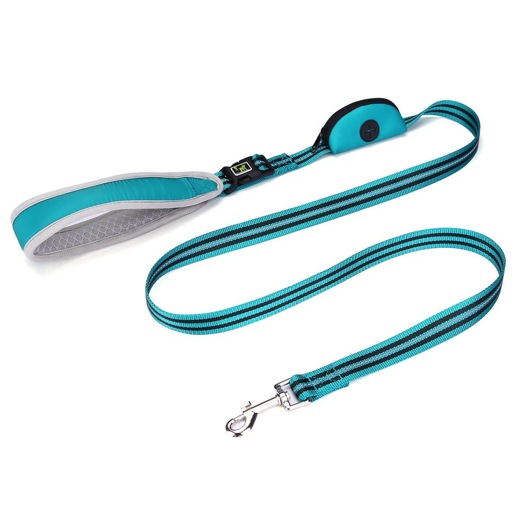 Reflective Nylon Dog Leash With Dog Poop Bag Dispenser Multifunctional Pet Leash for dogs Removable Handle Pet Dog Leads