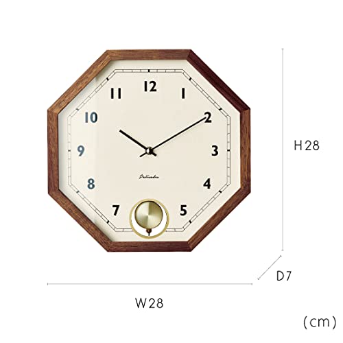 Interform Wall Clock, Pendulum Clock, CL-3351BN, Görlitz Gold/Brown Wood, Dimensions: 28cm W X 28cm H X 7cm D