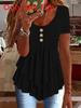 Summer Ladies T Shirt With 3d Pattern In Cotton Blend For Casual Wear