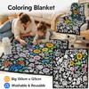 DIY Coloring Blanket With 24 Color Acrylic Markers Floral Theme Cloth Painting Throw Blanket For Sofa Bedroom Decor Gift