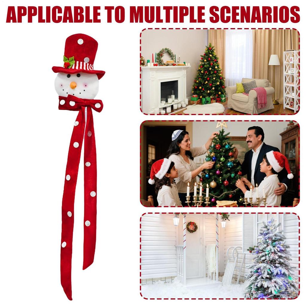 Snowman Head Christmas Tree Topper with Hat Scarf Holiday Decor for Nursery Door Indoor Winter Party Home Christmas Decoration