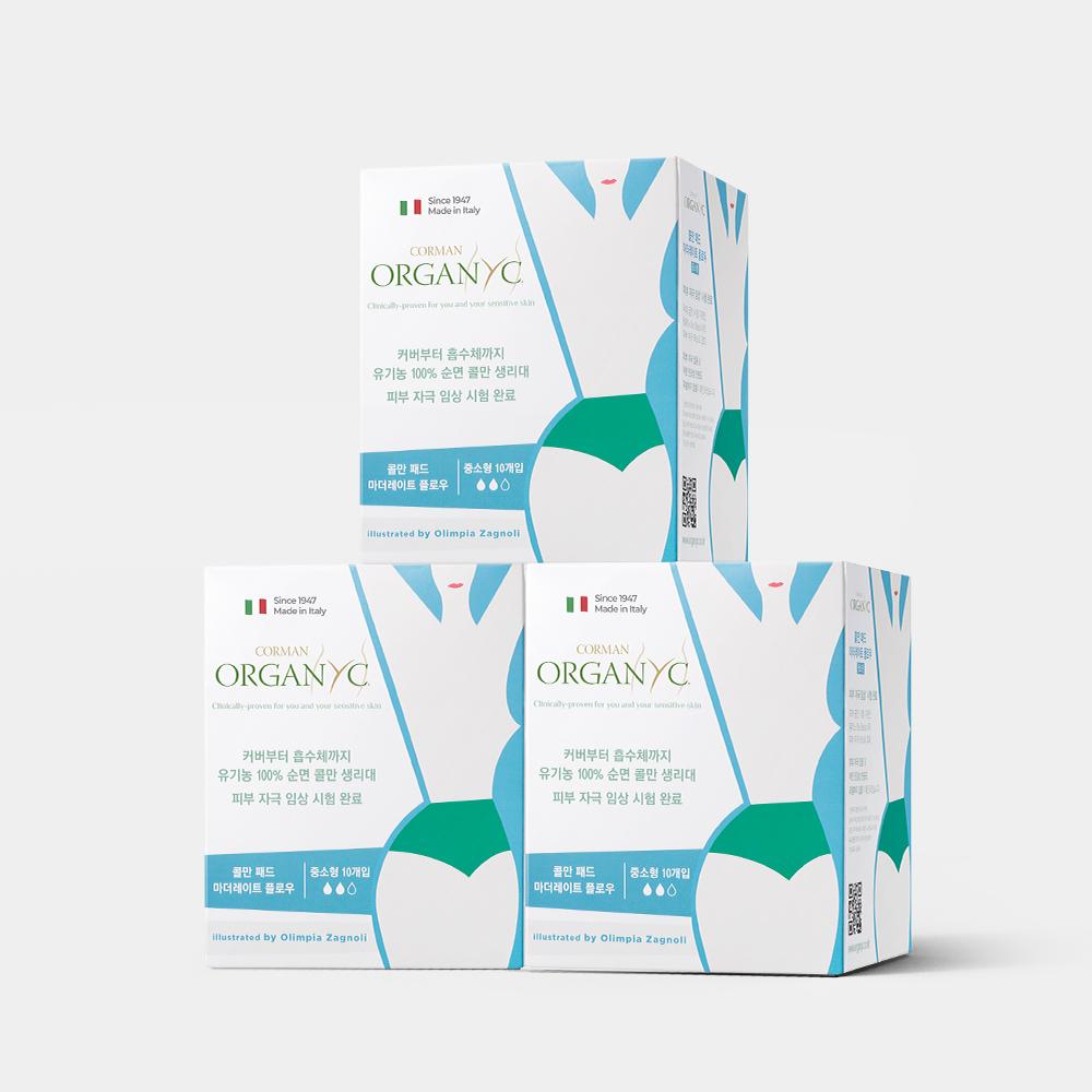 

COLEMAN Organic Cotton Sanitary Pads (Choose 1 Size) (Panty Liner/Small/Medium/Large) Small and medium sized 10P 3 pack