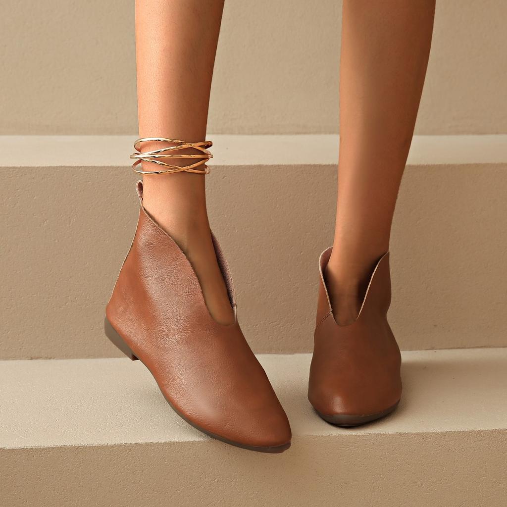 Shoes Female Plus Size Ankle Women's Boots Retro Modern Boots Women Sewing Pointed Toe Slip On Low Heel Outdoor Shoes Women