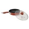 Non Stick Pan with Lid Coated Stir Fry Pan Multifunction Home Cooking Cookware Iron Composite Wood