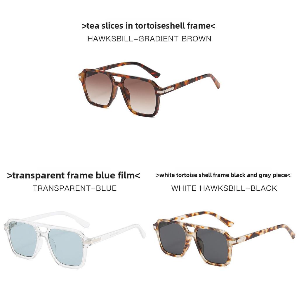 Uv400 Retro Double Bar Square Sunglasses With Gray Lenses For Outdoor Sports