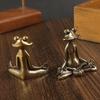 1PC Retro Copperware Incense Socket Zen Frog Ornaments Solid Pure Copper Frog Tea Pet Incense Holder Ornaments