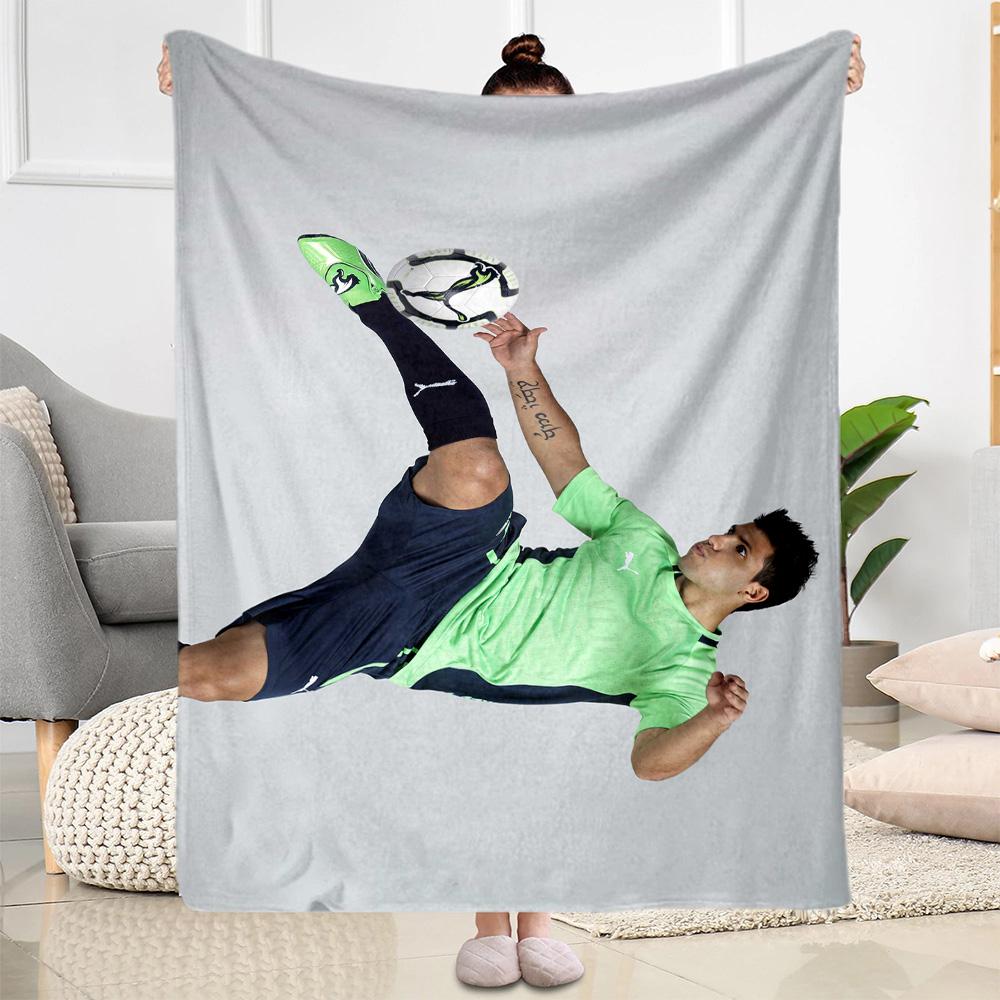 Manchester City Player Action Blanket Soft & Cozy Suitable for Seaside Office Chair Bed Four Seasons Universal Modern