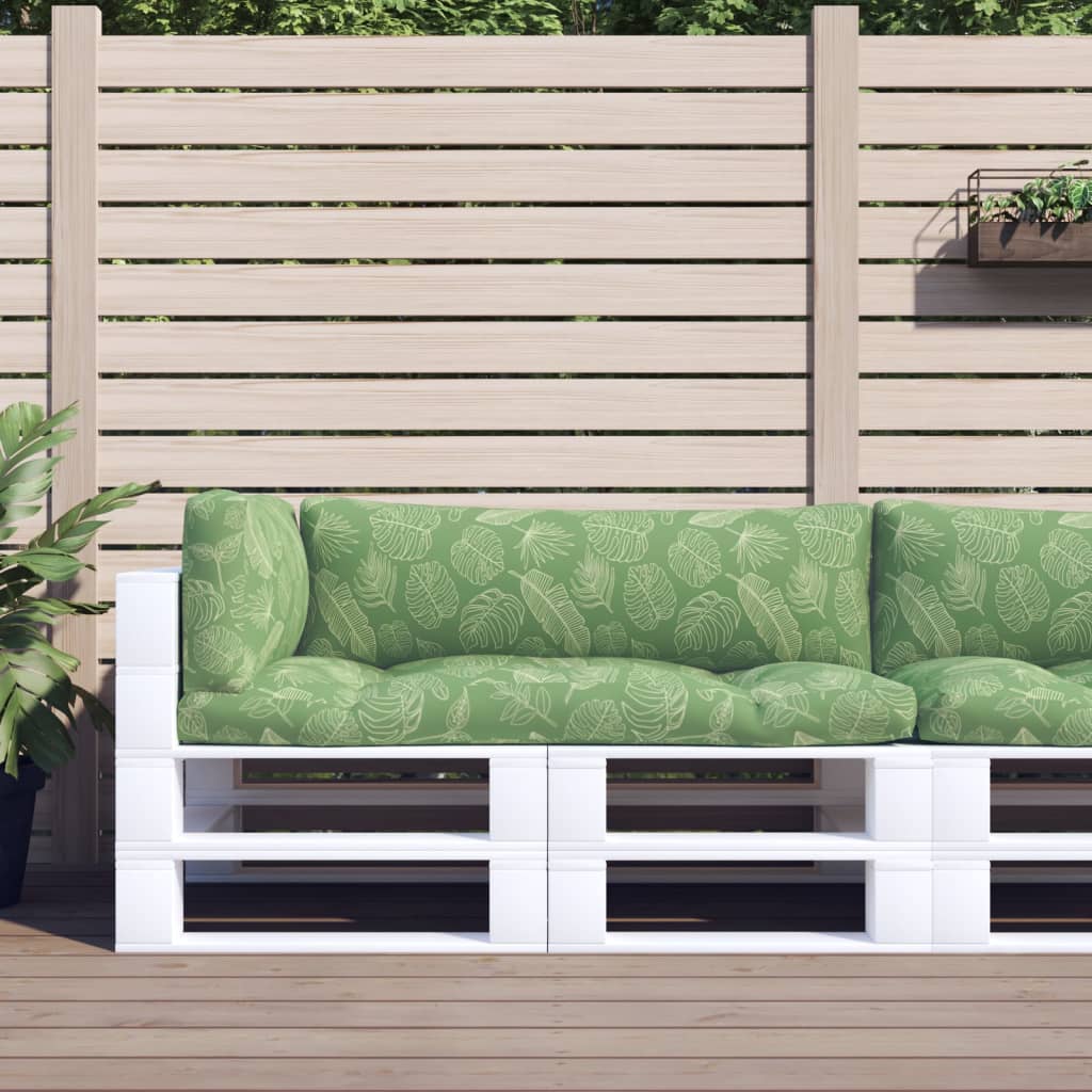 3 Piece Pallet Cushion Set with Leaf Pattern Oxford Fabric