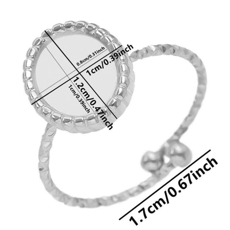 1Pcs Open Adjustable Stainless Steel Heart Sun Leaf Rings Diy Cabochons Silver/Gold Ring For Women Men Handmade Supplies